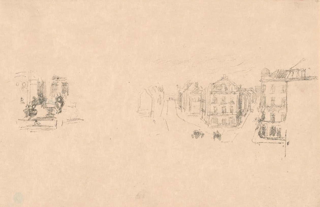 Two Trial Sketches: A. Grande Rue, Dieppe; B. An Interior by James McNeill Whistler