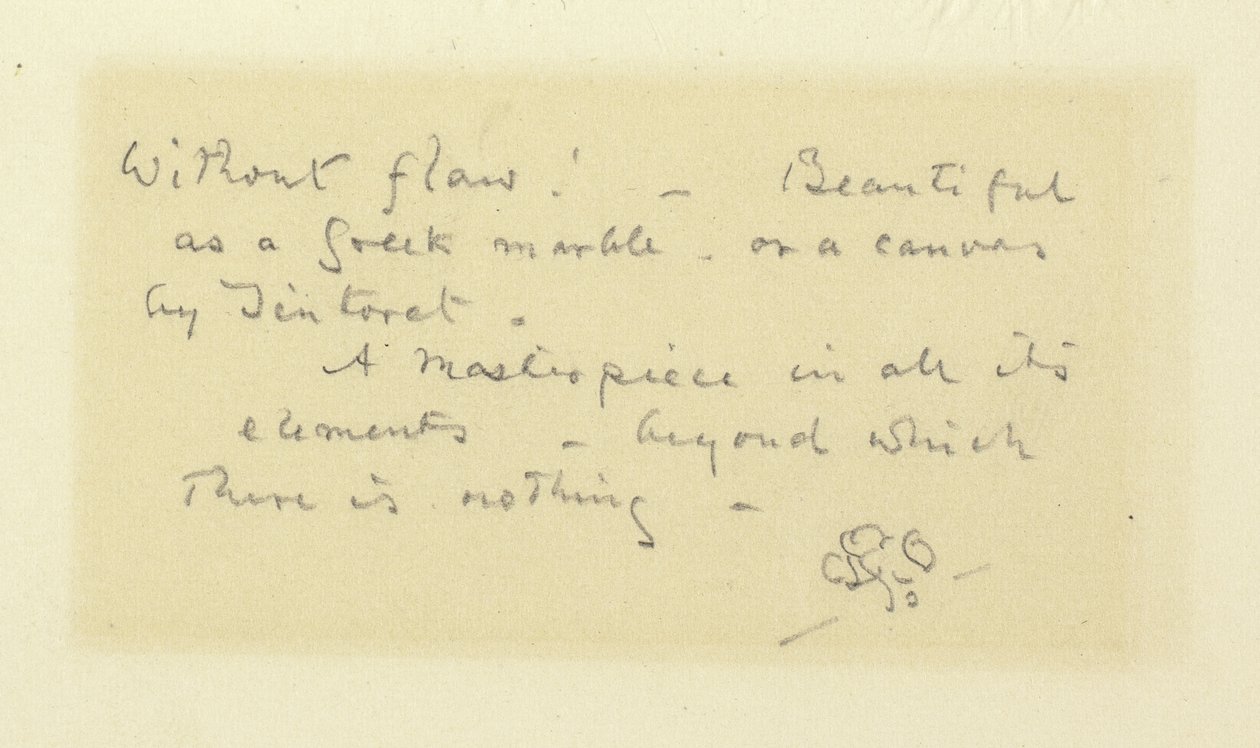 Whistler inscription and butterfly formerly on mat of Rembrandt