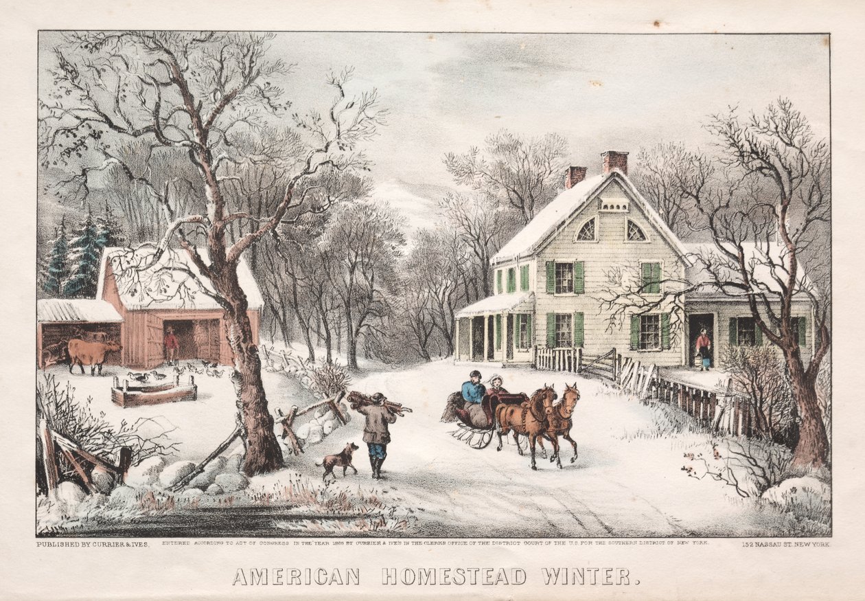 American Homestead, Winter by James Merritt Ives