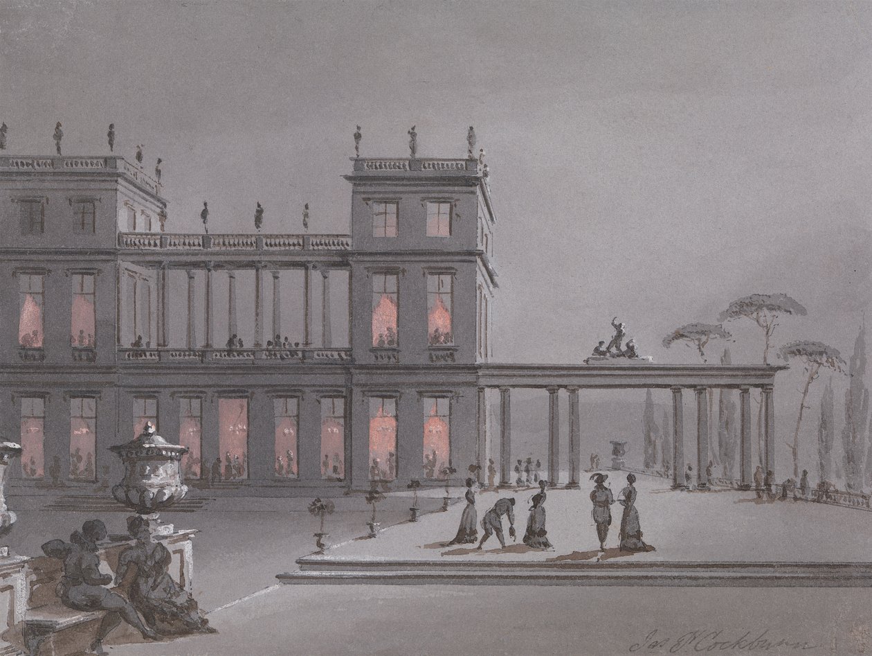 An Italian Fete: Figures on Terrace of a Palazzo by James Pattison Cockburn