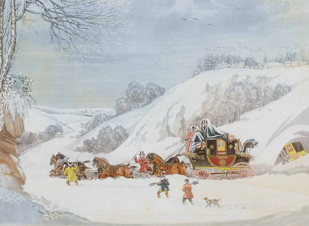 A Mail in Deep Snow, engraved by George Hunt by James Pollard