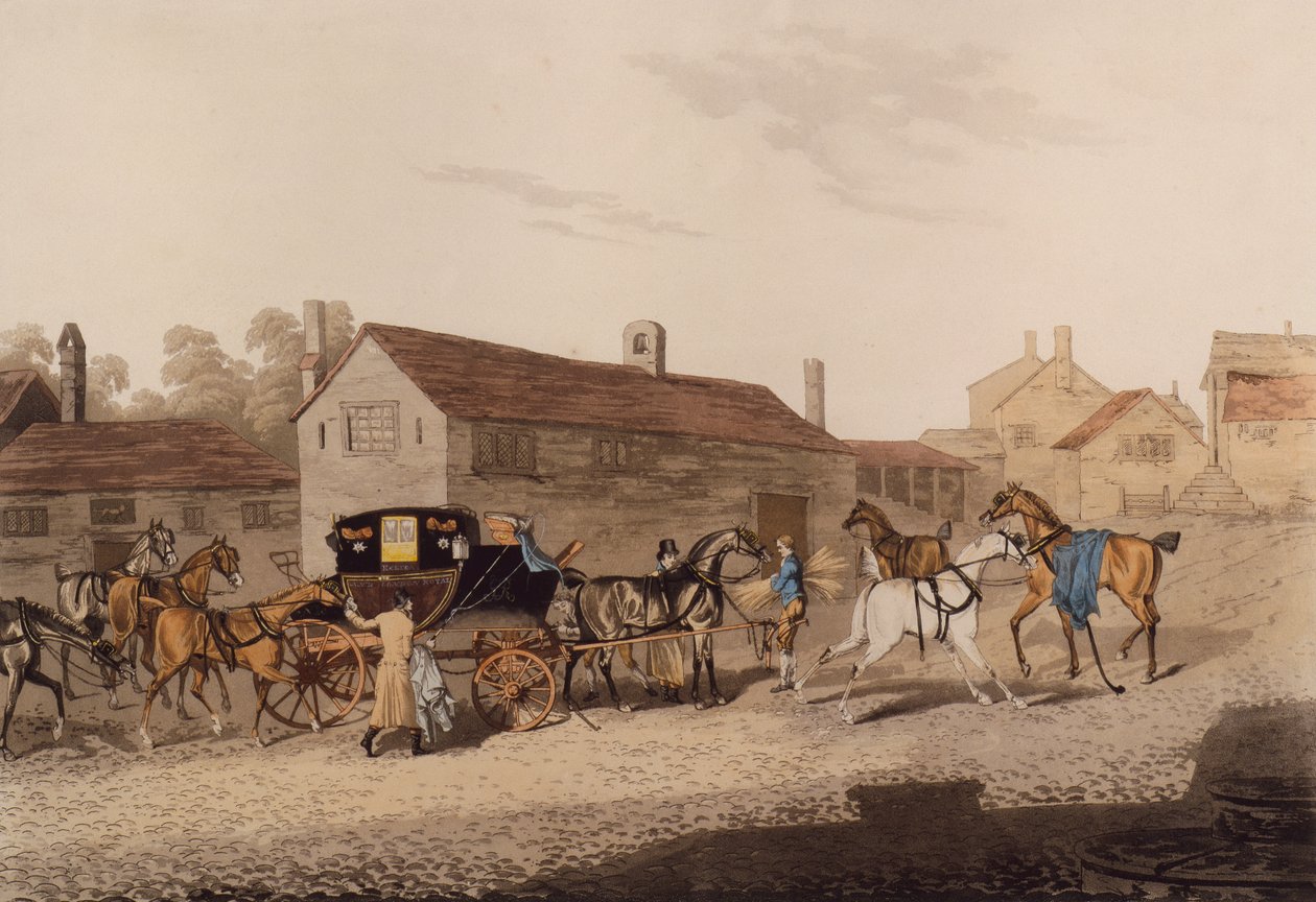 Changing Horses to the Mail Coach by James Pollard