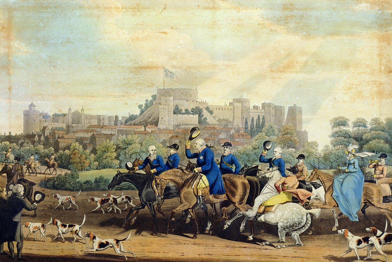 George III Returning from Hunting, engraved by M. Dubourg by James Pollard