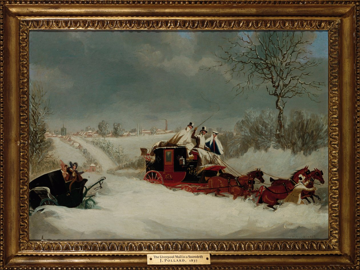 The Liverpool Mail in a Snowstorm near St. Albans by James Pollard
