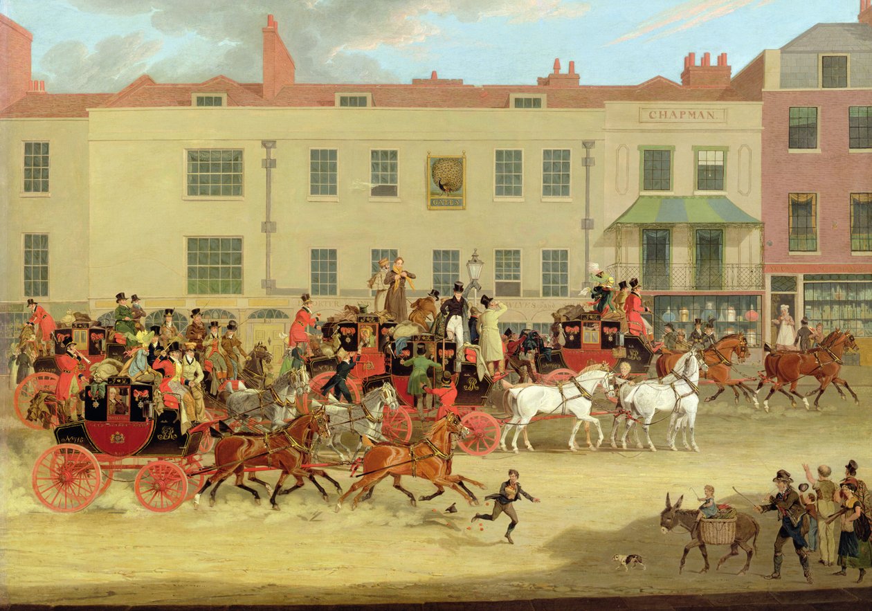 The North Country Mails at the Peacock, Islington by James Pollard