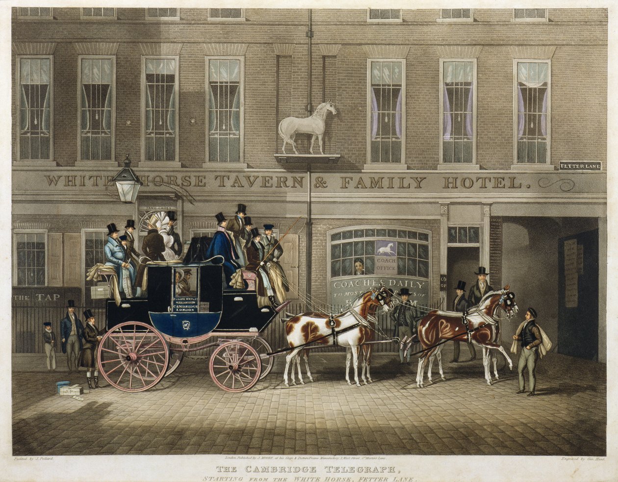 The Cambridge Telegraph, White Horse, Fetter Lane, London by James Pollard