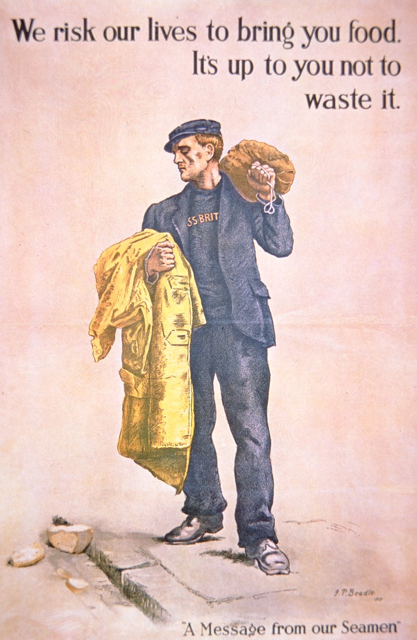 British WWI poster featuring merchant seaman by James Prinsep (after) Beadle