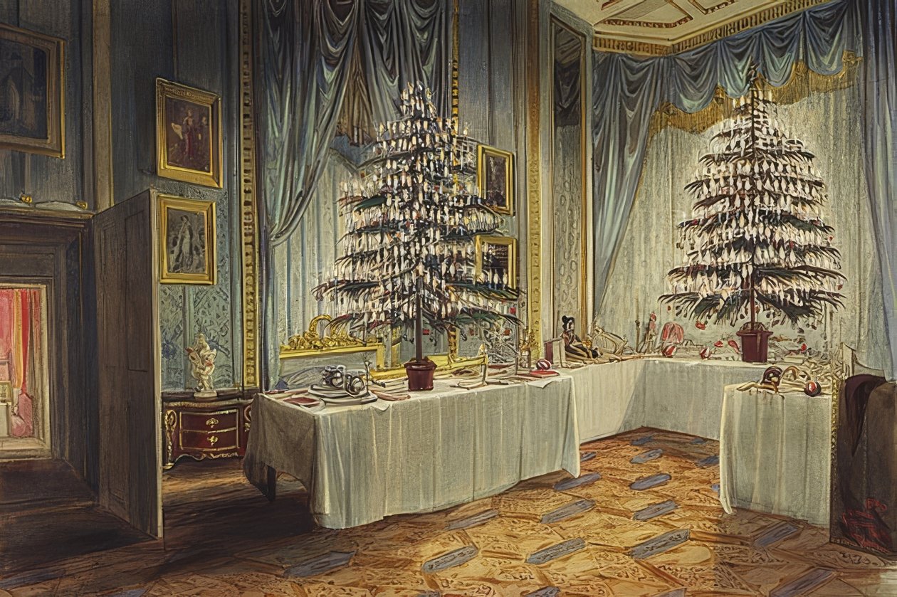 Christmas Trees of the Duchess of Kent in Windsor Castle. 1850 by James Roberts