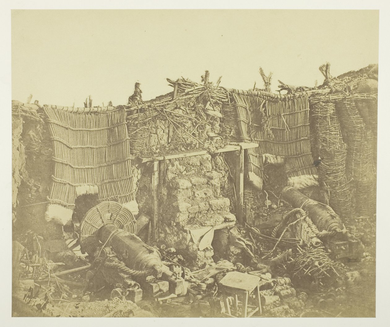 Interior of the (Russian) Barrack Battery, Showing Mantelets by James Robertson