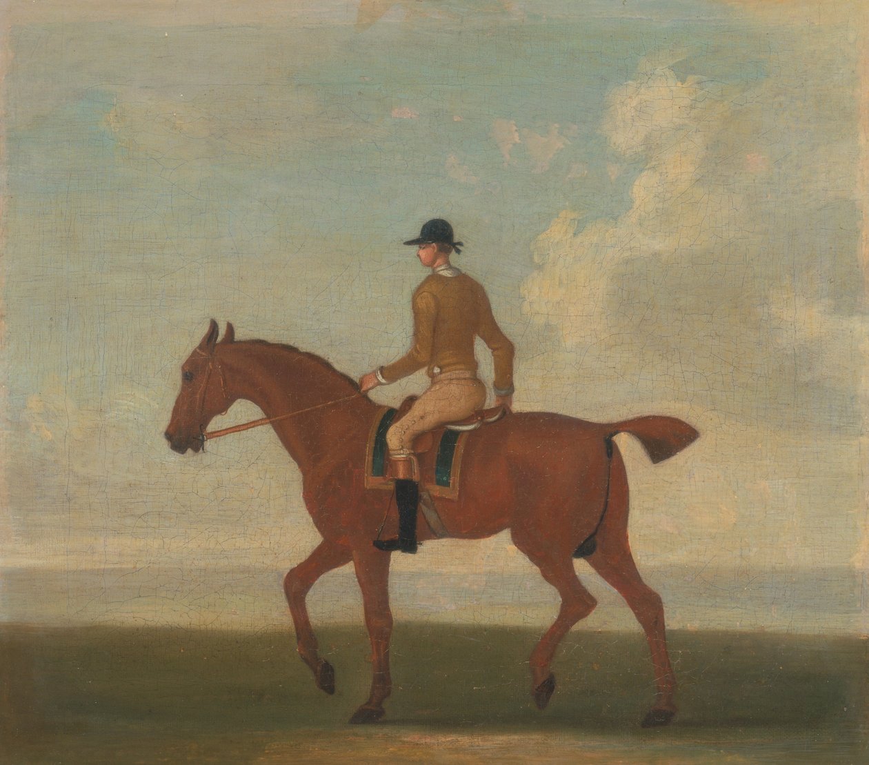 One of Four Portraits of Horses - a Chestnut Racehorse with Jockey Up by James Seymour