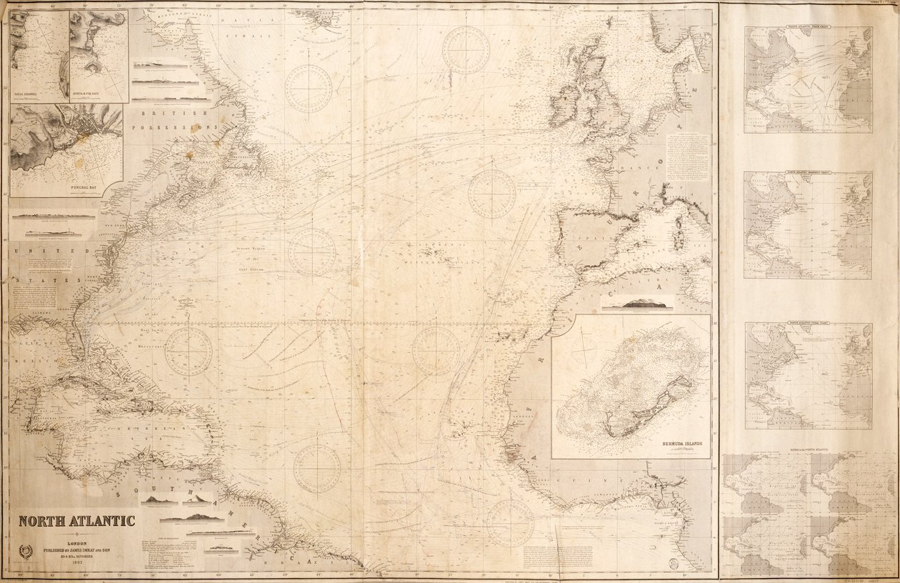 Chart of the North Atlantic Ocean by James & Son Imray
