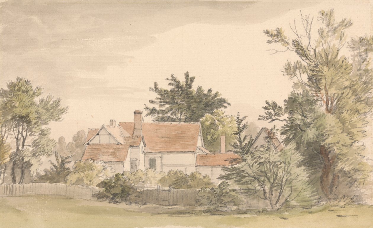 Cottages and Trees with a Fence by James Stark