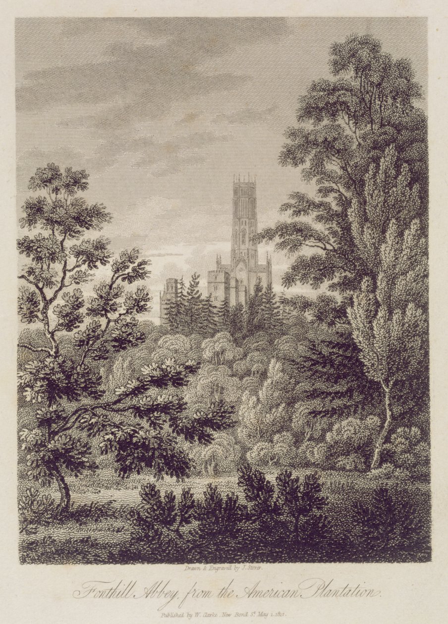 Fonthill Abbey from the American Plantation, published by W. Clarke, New Bond Street by James Storer