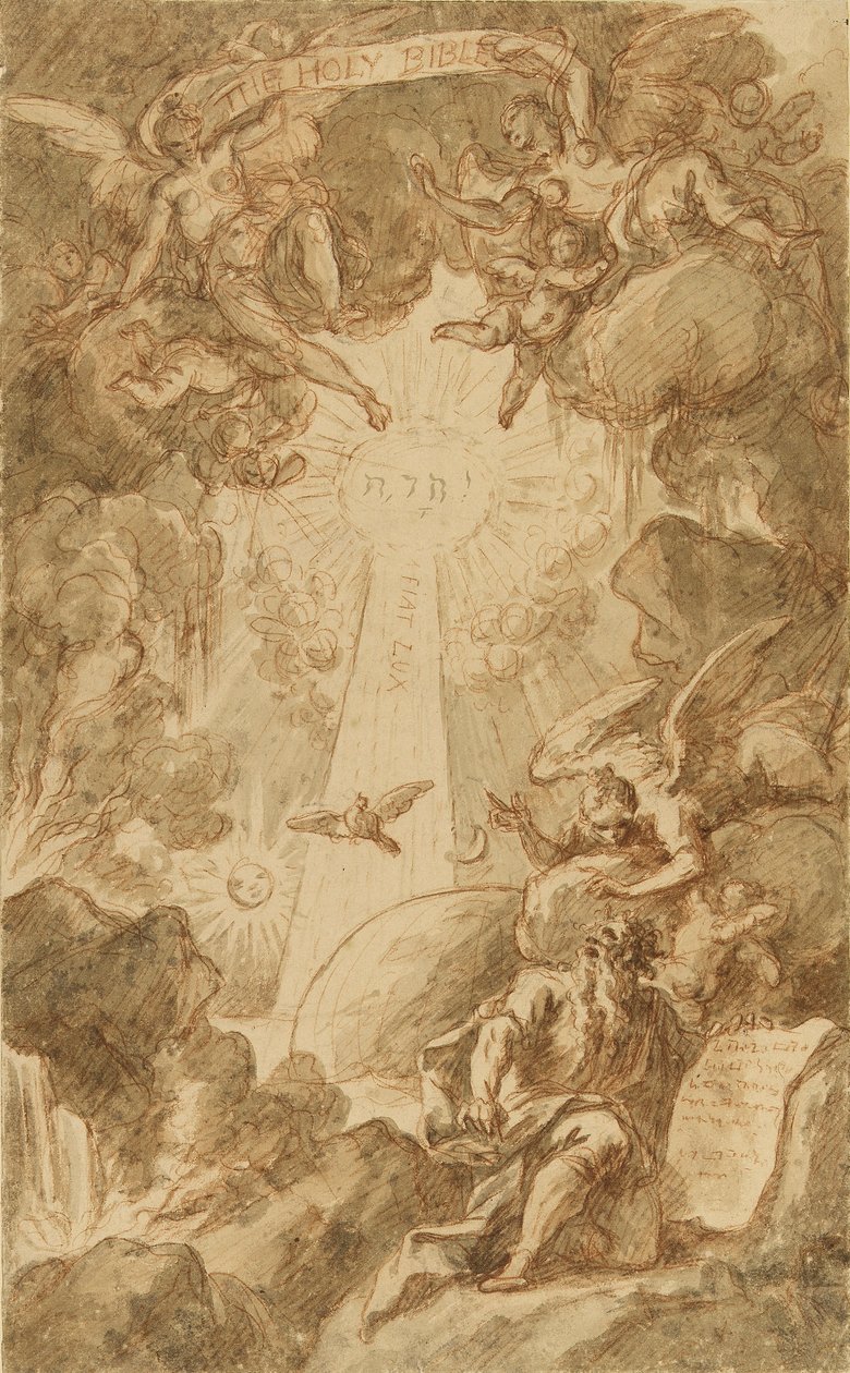 Preparatory drawing for the engraving by C. du Bosc, for the Chapel Bible of the Royal Marine College by James Thornhill