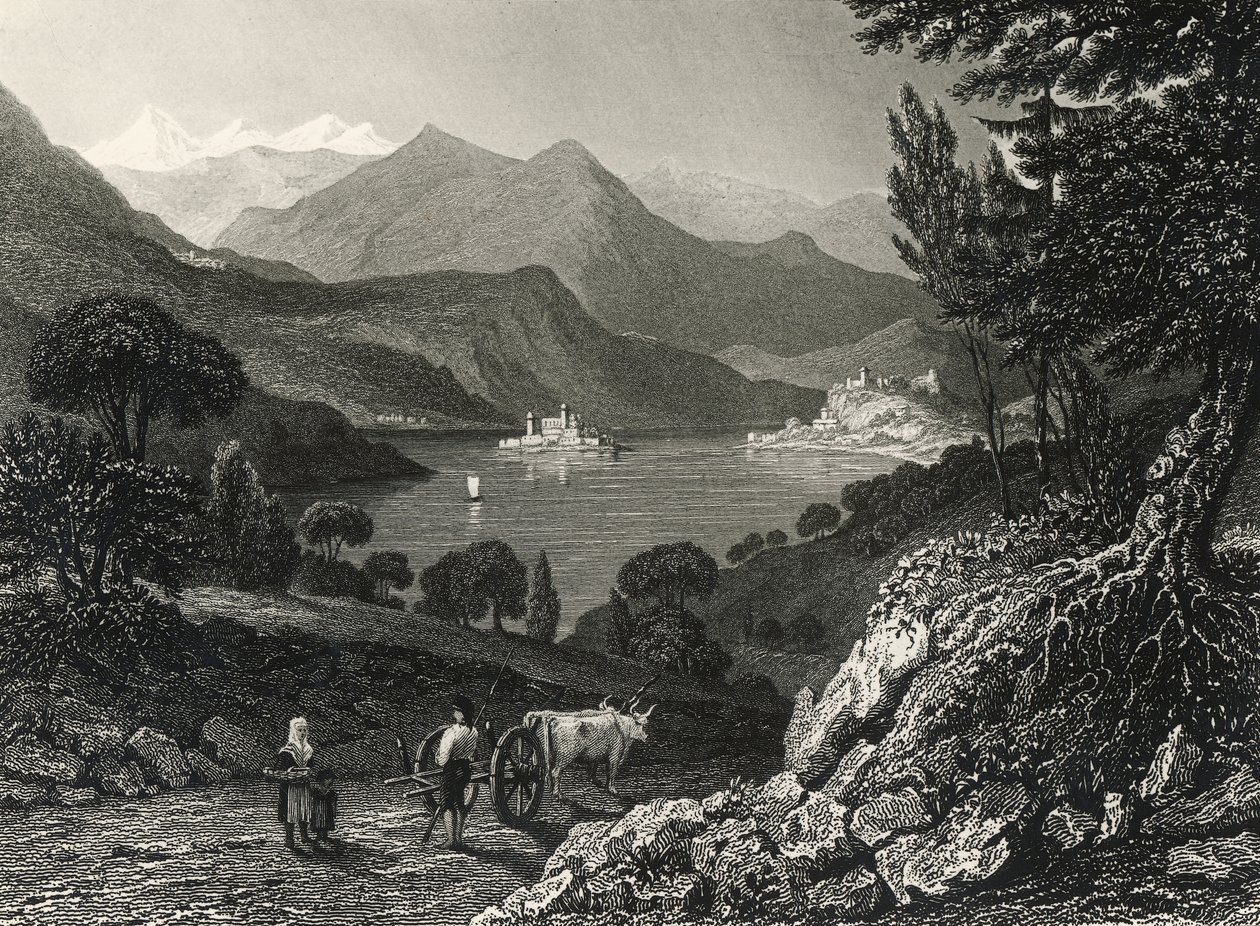 Lake Orta, engraving by James Tibbits Willmore, from drawing by William Brockedon by James Tibbitts Willmore