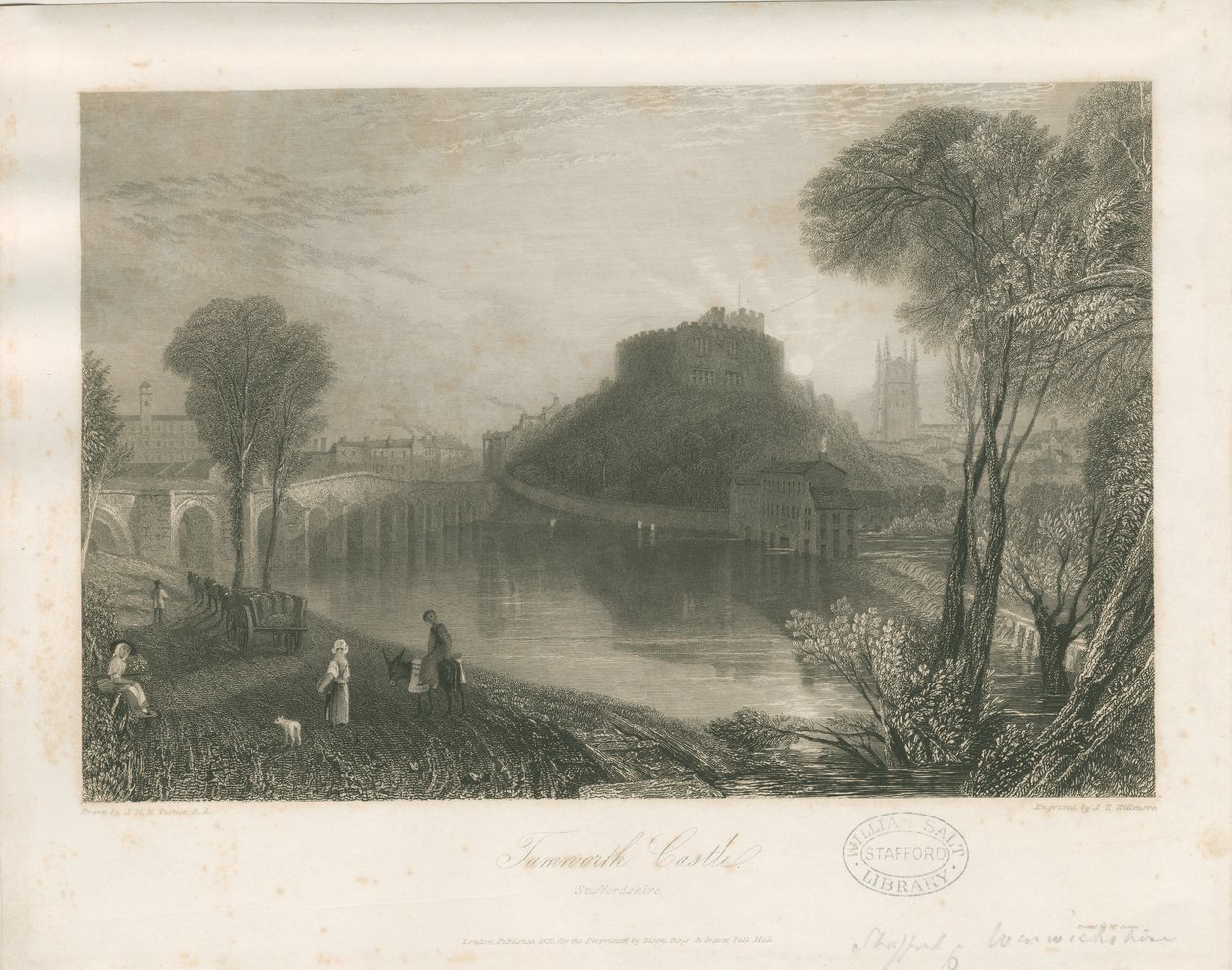Tamworth Castle: steel engraving by James Tibbitts Willmore