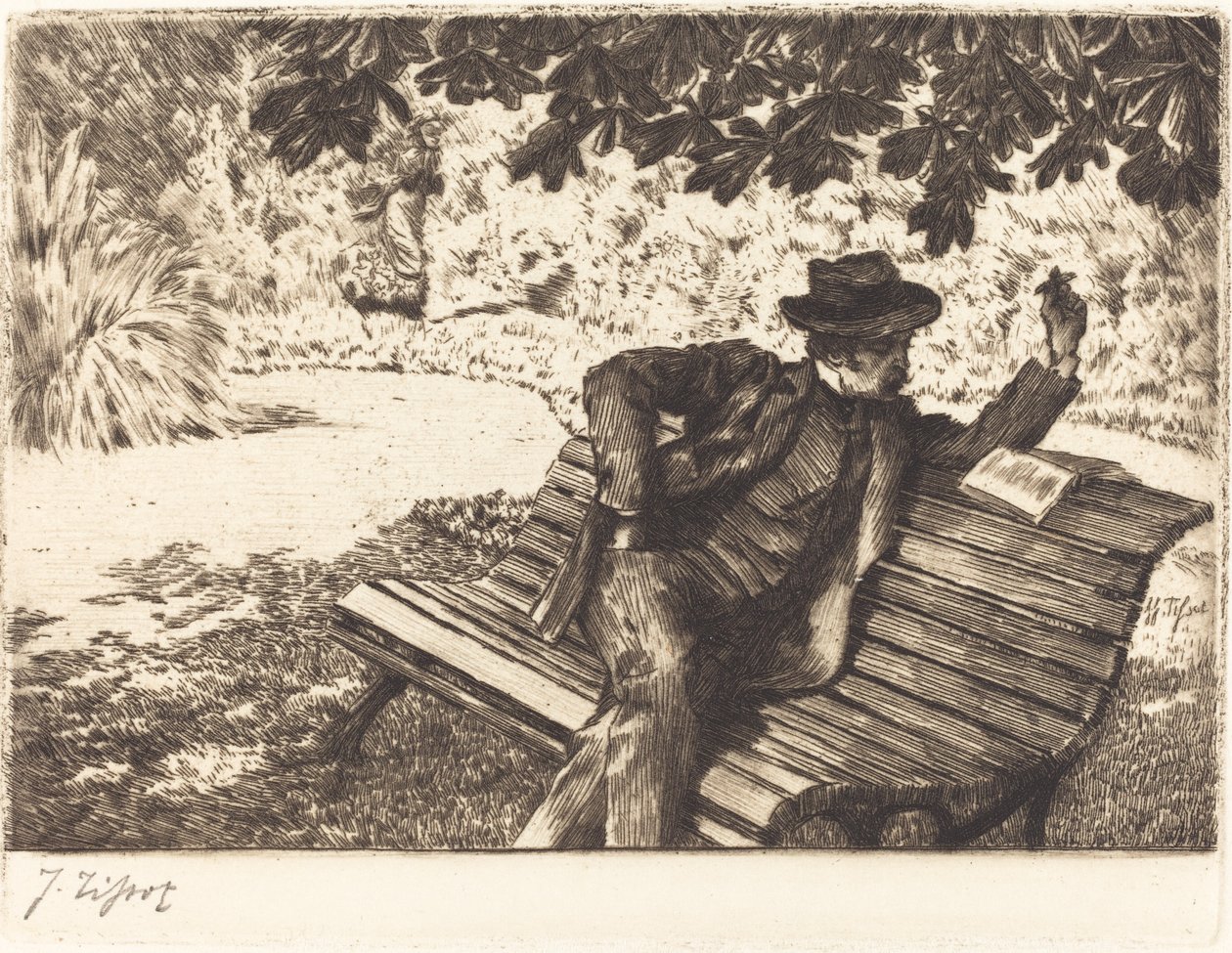 Denoisel Reading in the Garden by James Tissot