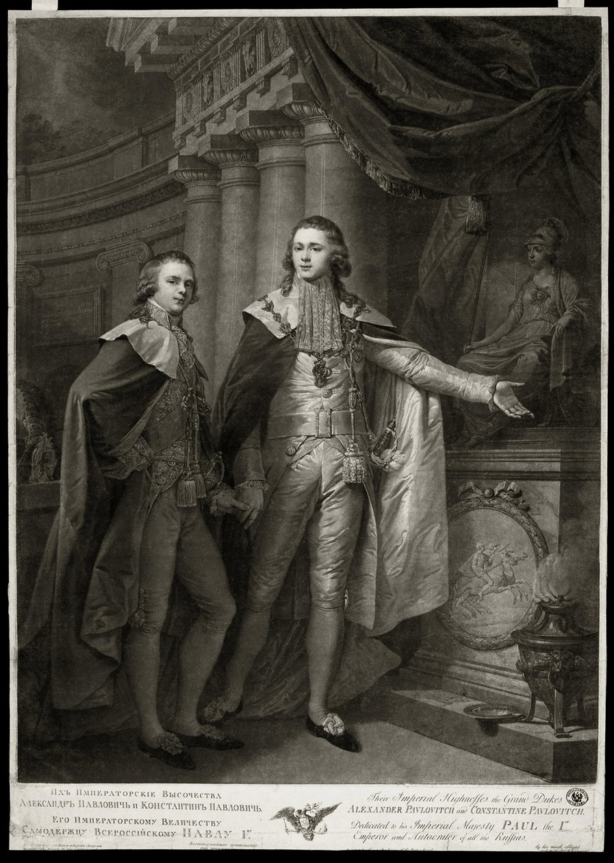 Portraits of the Grand Dukes of Russia Alexander I Pavlovitch (1777-1825) and Constantine Pavlovitch (1779-1831) by James Walker