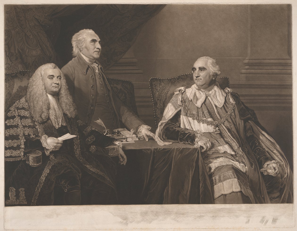 John Dunning, 1st Baron Ashburton, with Colonel Isaac Barre and William Petty, 2nd Earl of Shelburne, Marquis of Lansdowne by James Ward