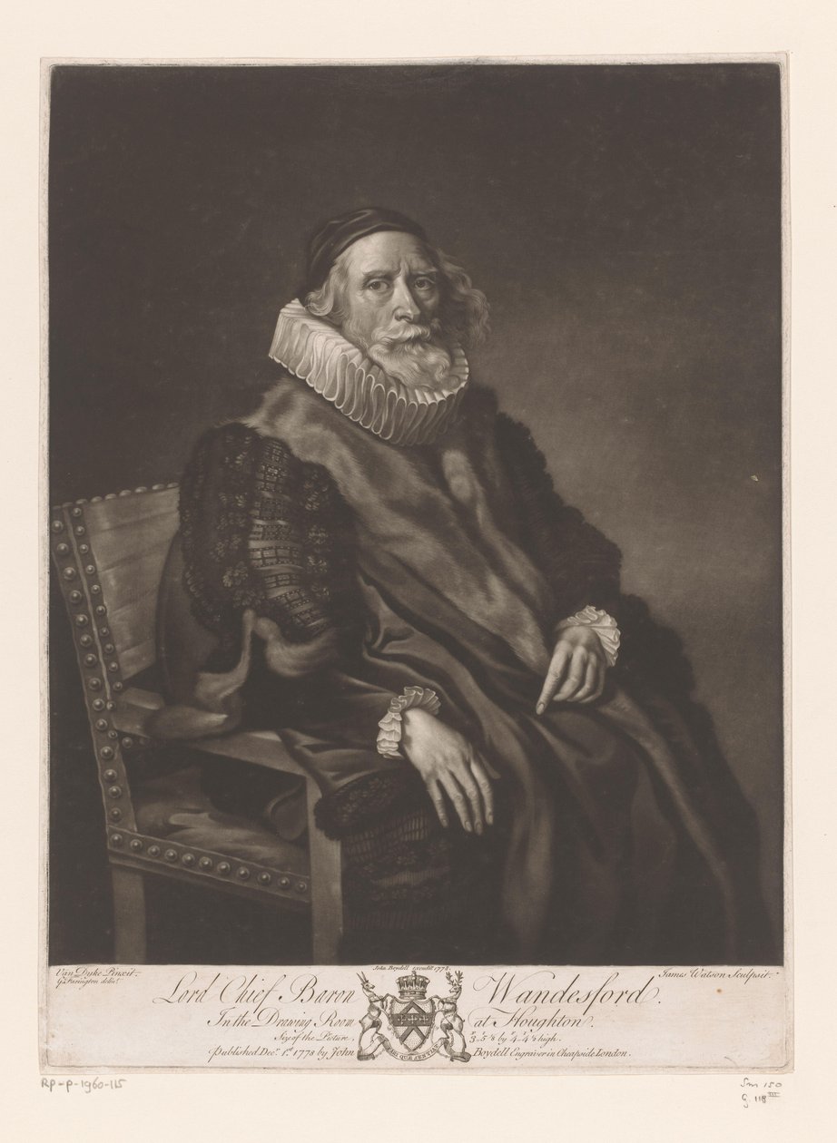 Portrait of Rowland Wandesford by James Watson (prentmaker)