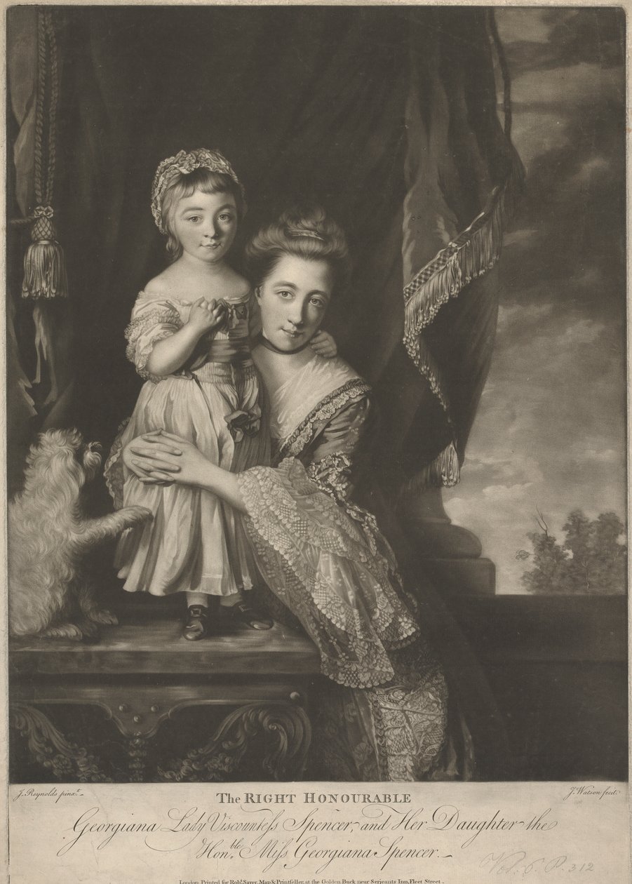 Margaret Georgiana Spencer, Countess Spencer, and Her Daughter, Georgiana Cavendish, Duchess of Devonshire by James Watson