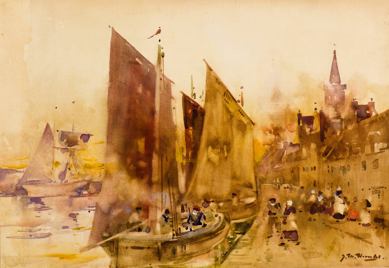 Ferry Fishing Boats at the Quayside, Montrose by James Watterston Herald