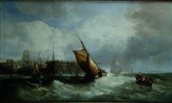 Shipping off a harbour by James Webb