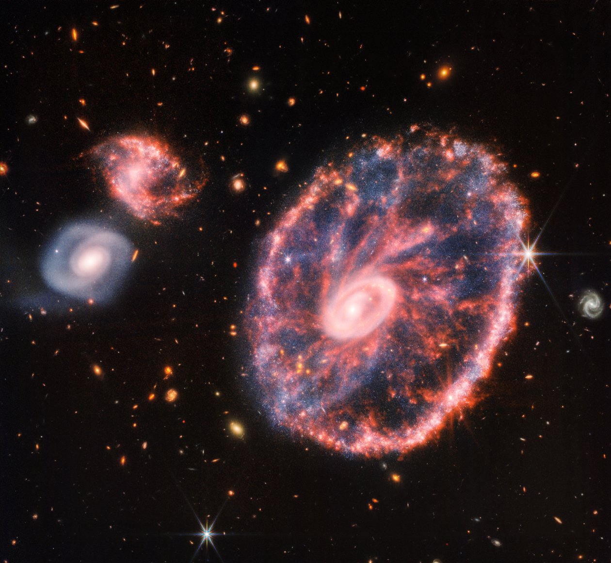 Cartwheel Galaxy (NIRCam and MIRI Composite Image) by James Webb Space Telescope (NASA)