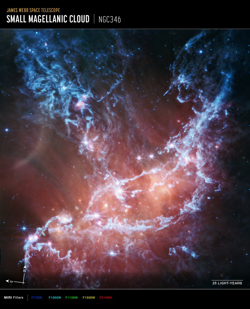NGC 346 (MIRI Compass Image) by James Webb Space Telescope (NASA)
