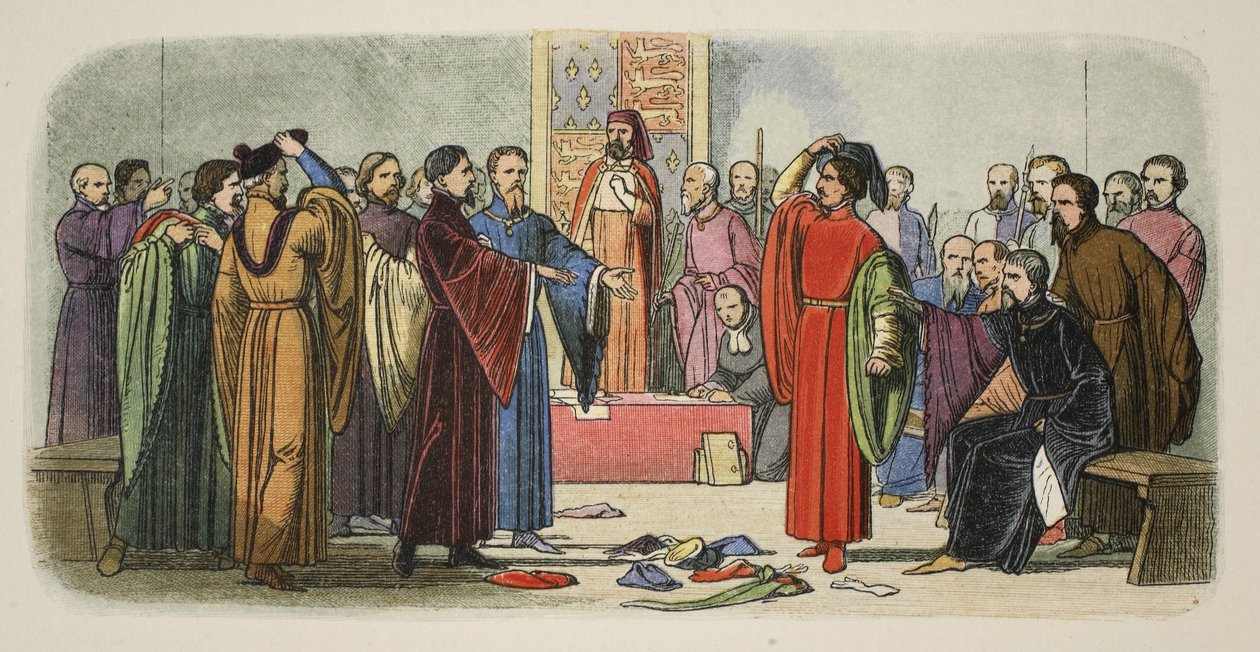 Albemarle and Fitzwalter exchange defiance, from A Chronicle of England BC 55 to AD 1485, pub. London by James William Edmund Doyle