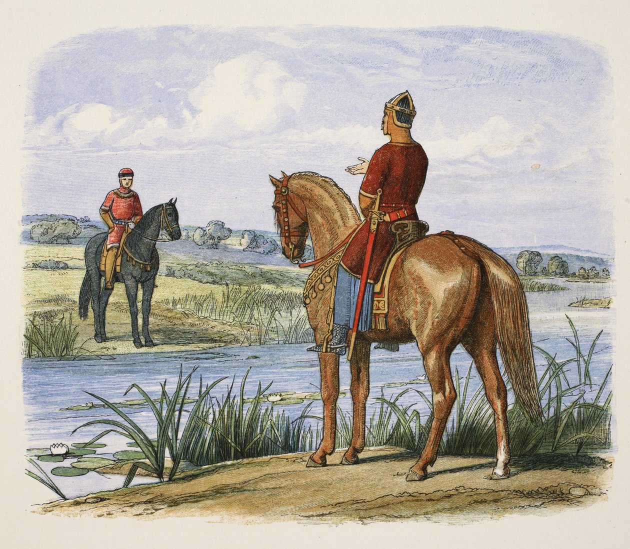Henry and Stephen confer across the Thames, from A Chronicle of England ...