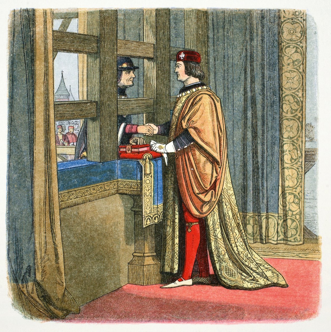 Meeting of Edward IV of England and Louis XI of France at Picquigny, France, 1475 by James William Edmund Doyle