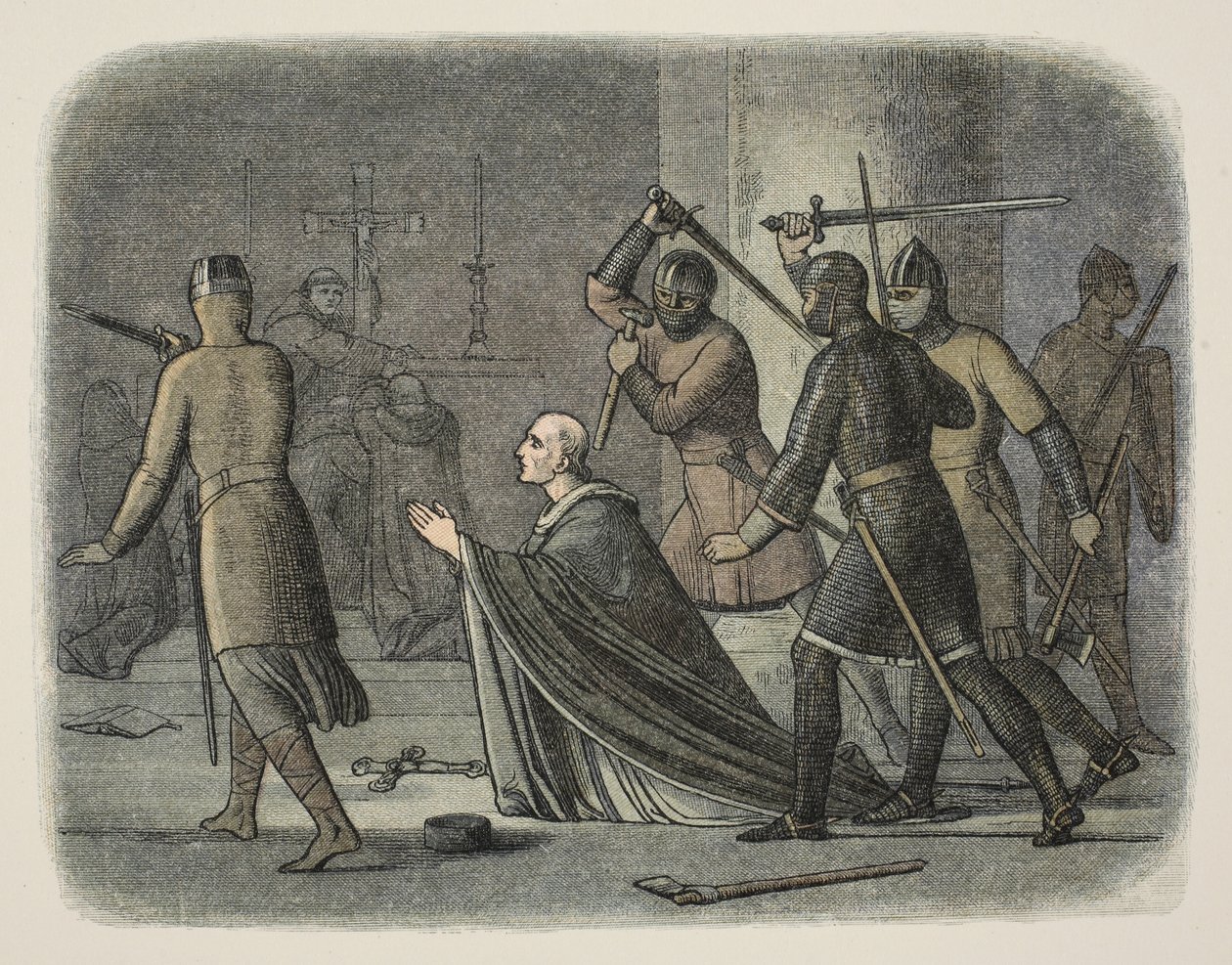 Murder of Thomas Becket, Canterbury Cathedral, 29 December 1170, from A Chronicle of England BC 55 to AD 1485, pub. London by James William Edmund Doyle