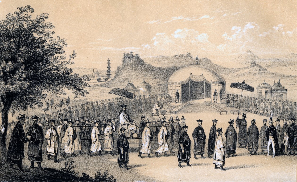 Approach of the Emperor of China, to receive the British ambassador, 1847 by James William Giles