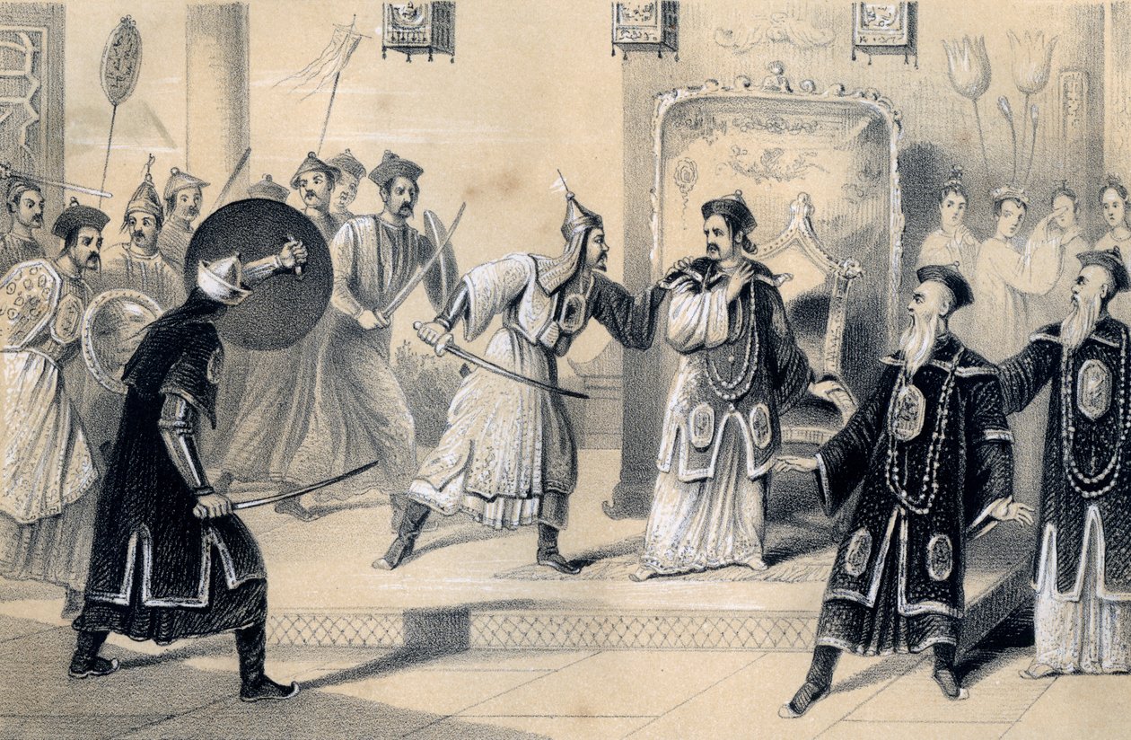 The Emperor Weit-Soong and his court, taken prisoners by the Tartars, 1847 by James William Giles