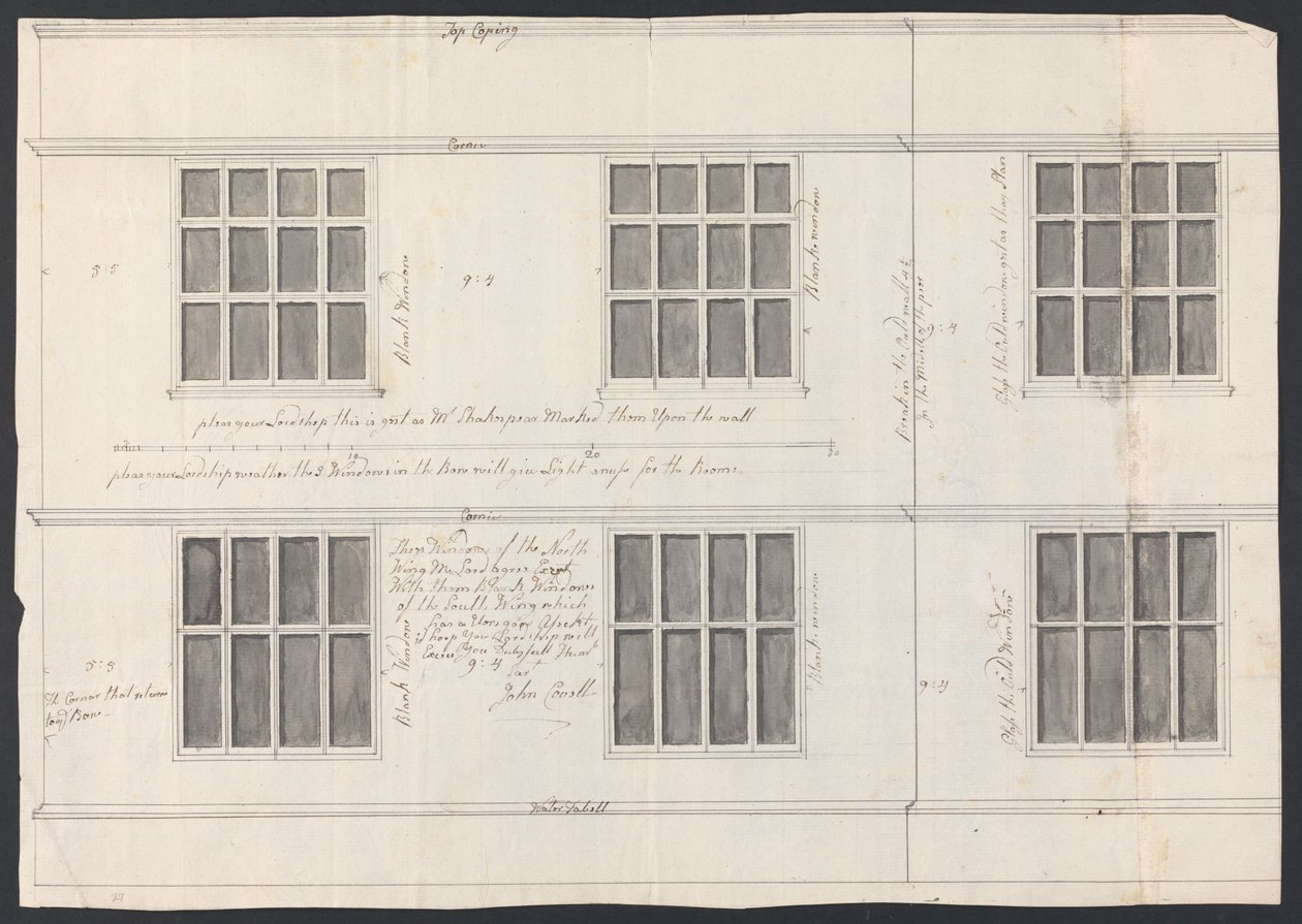 Cobham Hall, Kent: Design for Windows by James Wyatt