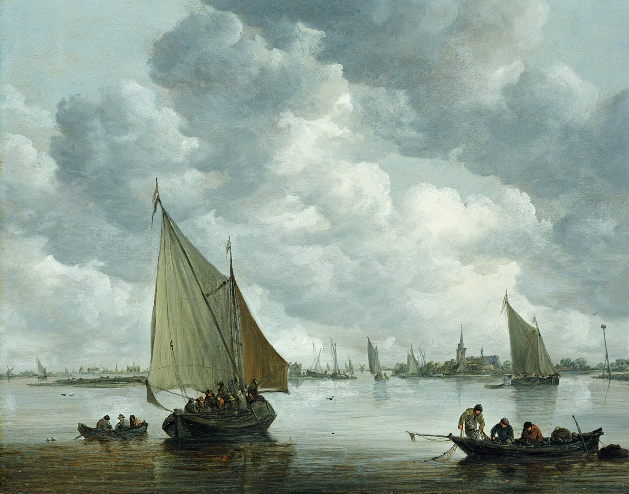 Fishingboat in an Estuary by Jan Josephsz van Goyen