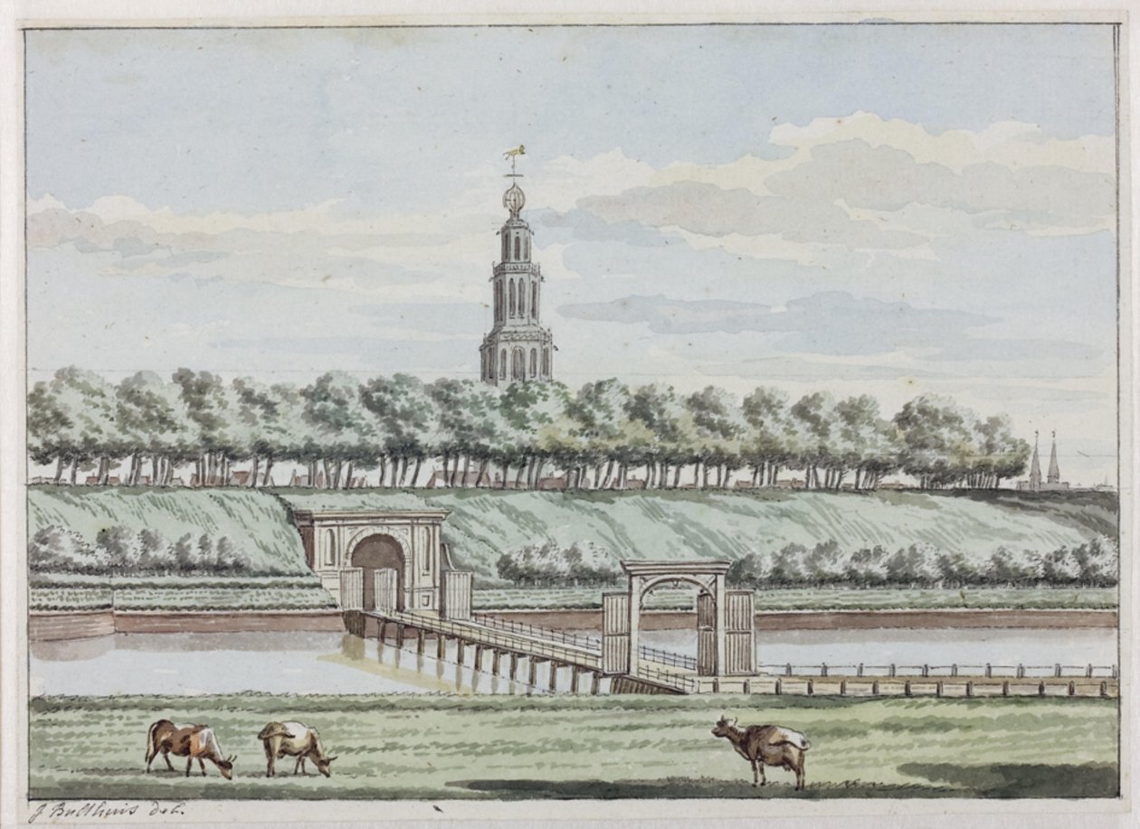 Outside Herepoort and Herepoortenbrug with City Wall of Groningen by Jan Bulthuis