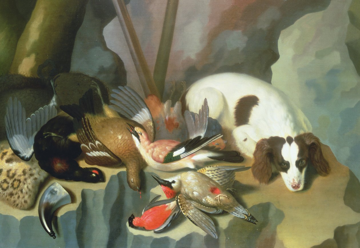 Dog Watching Over Dead Game by Jan Coster