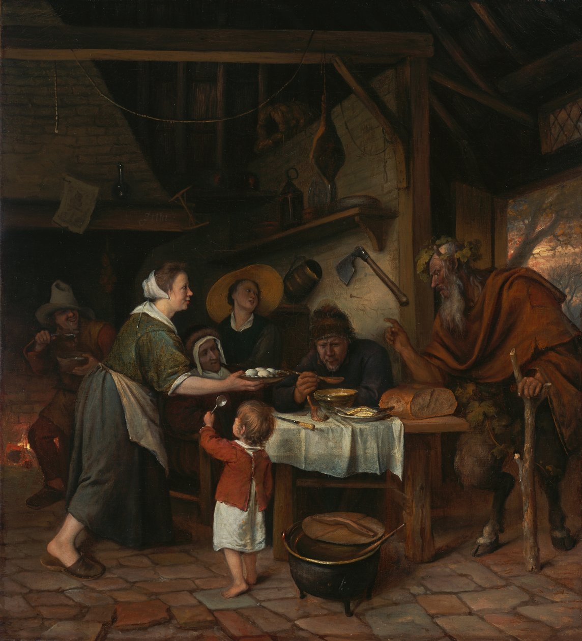 The Satyr and the Peasant Family by Jan Havickszoon Steen