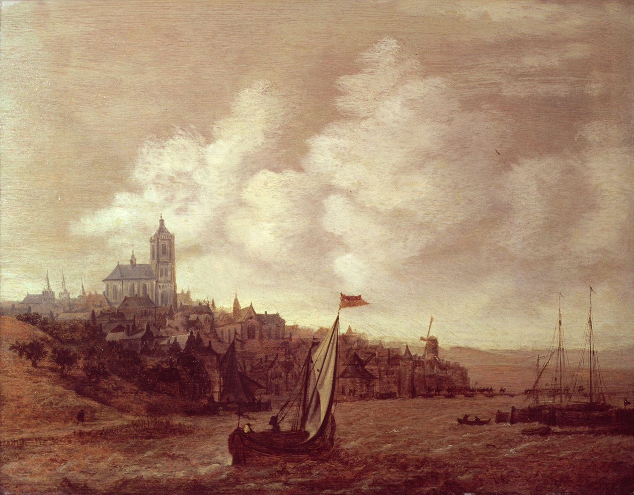 River and City Scene by Jan Meerhout