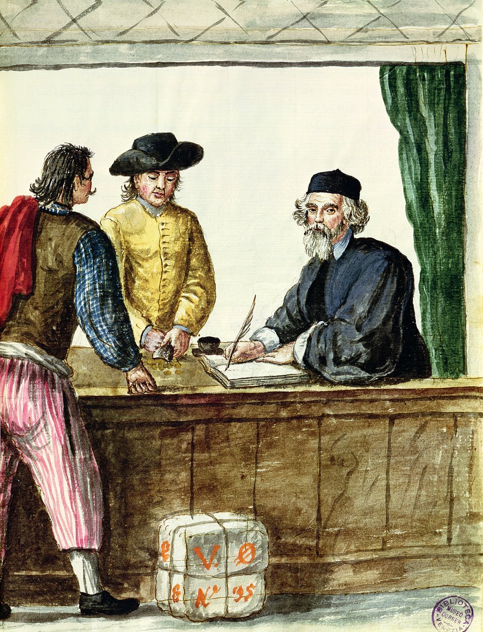 A Jewish Shopkeeper With Two Clients by Jan van Grevenbroeck