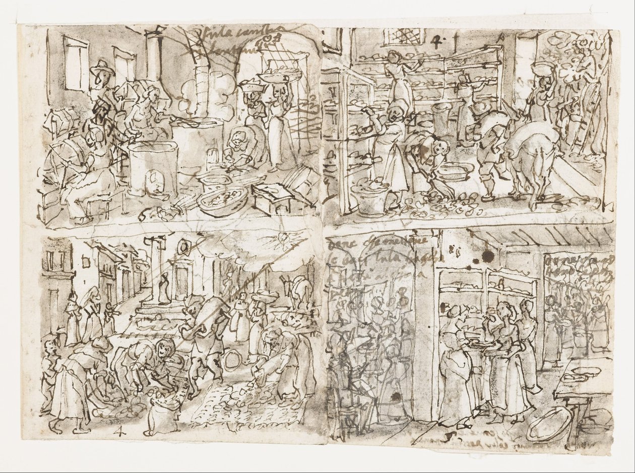 Four Scenes from Sericulture Series by Jan van der Straet