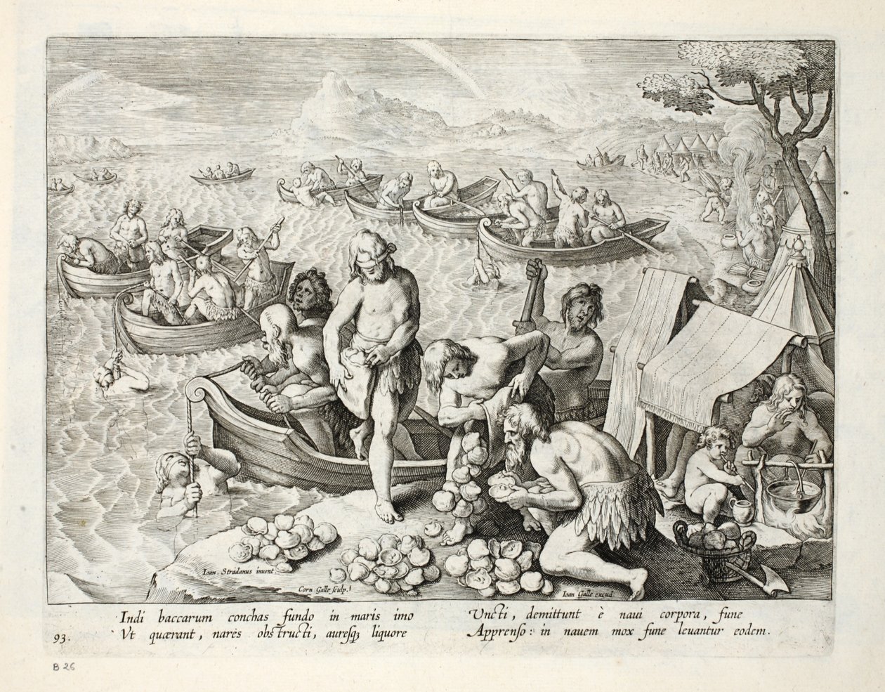 Indians Diving for Pearls, Plate 93, Illustration from 