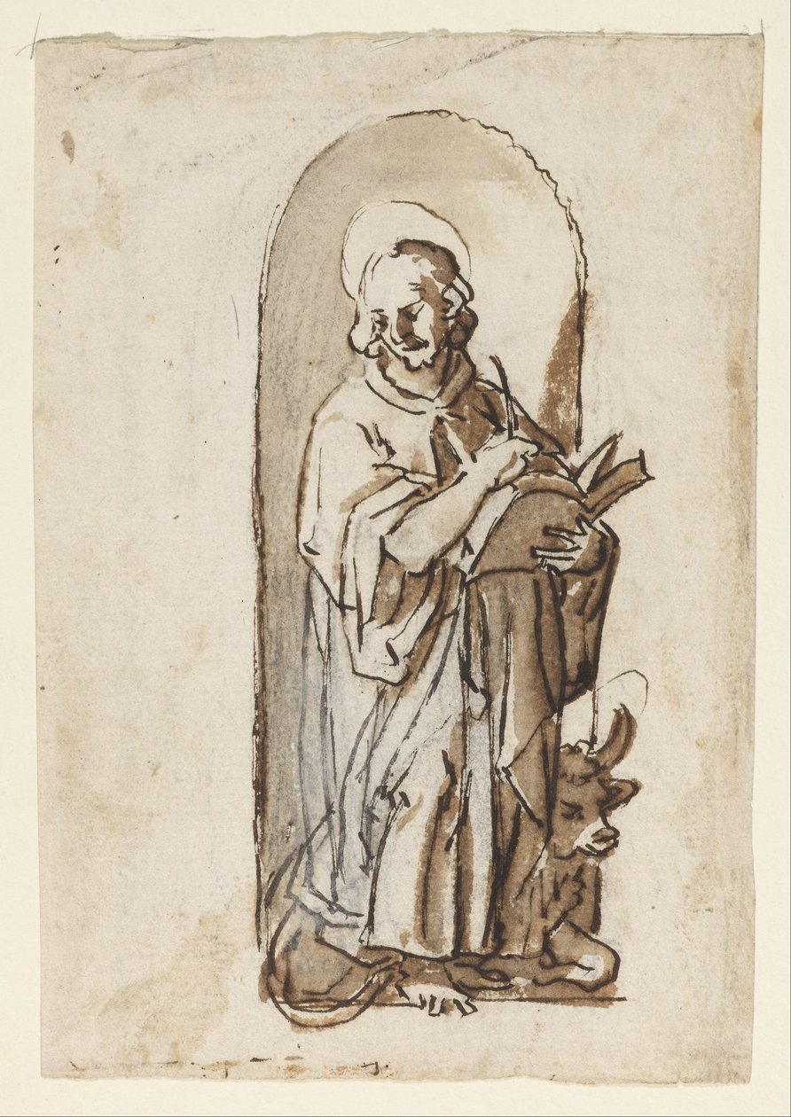 Page from a Sketchbook Showing St. Luke by Jan van der Straet