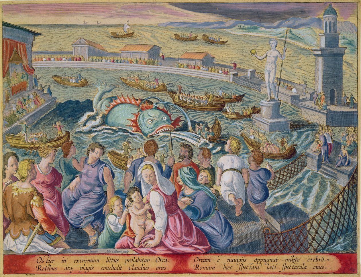 Sea Monster Attacking a Boat During a Spectacle in a Marine Enclosure at Ostia, plate 85 from 