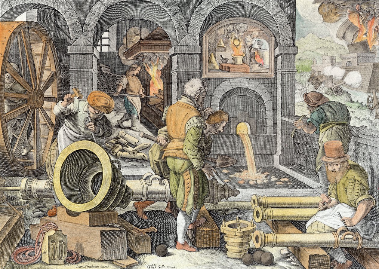 The Invention of Gunpowder and the First Casting of Bronze Cannon, plate 4 from 