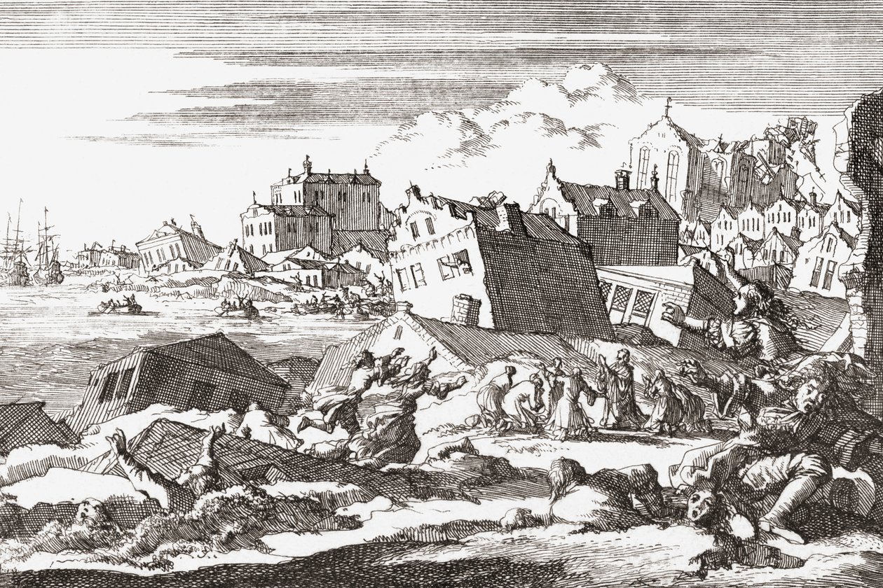 1692 Earthquake at Port Royal, Jamaica by Jan (after) Luyken