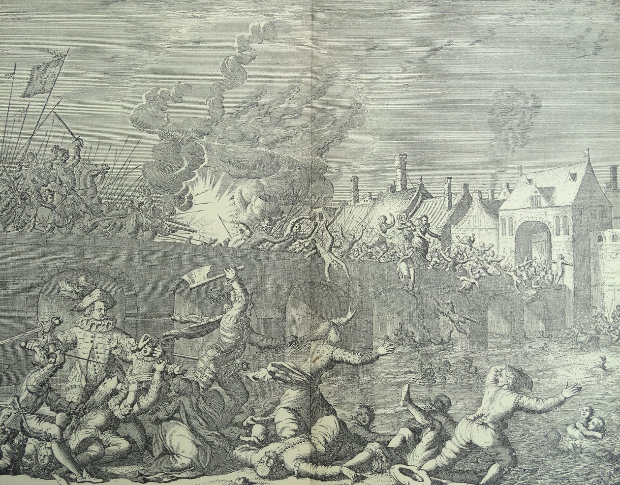Maastricht, Netherlands is Sacked by the Prince of Parma by Jan (after) Luyken