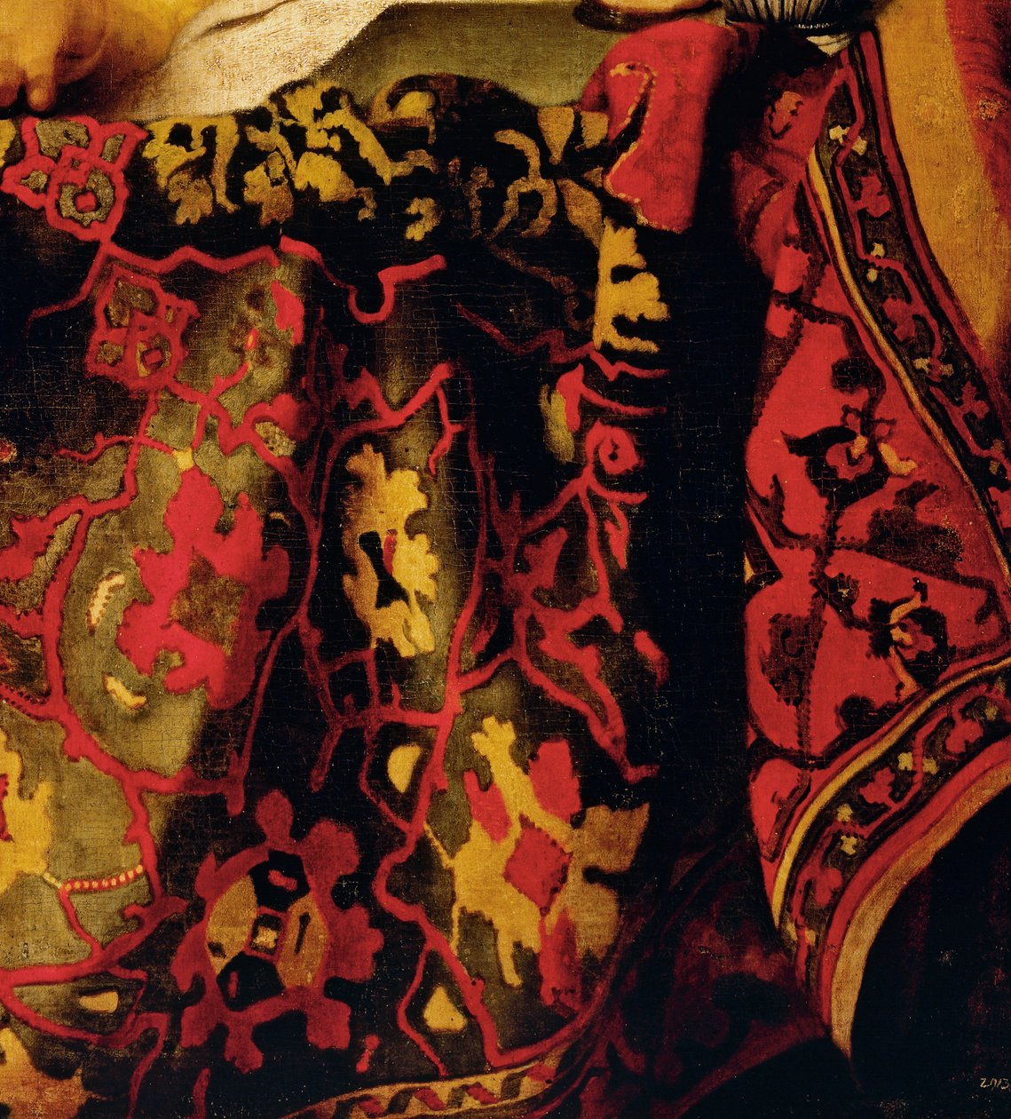 Embroidered dress (detail) by Jan (attr. to) Vermeer